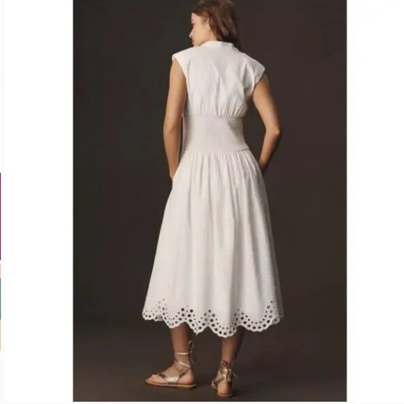 NWT Anthropologie The Tommie Eyelet Trim Dress White Cap Sleeve Zipper size XL - Picture 2 of 10